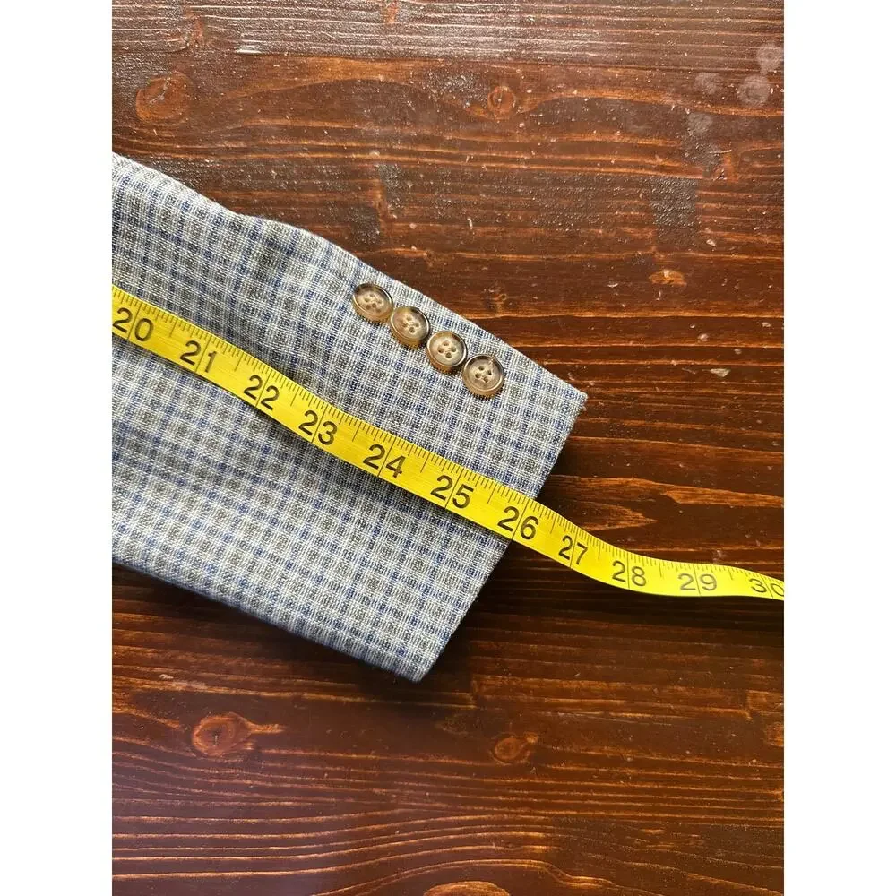 Ralph Lauren Black Label Blue Grey Plaid Sports Coat Blazer 46L